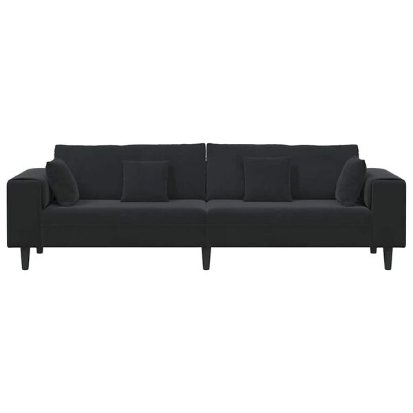 vidaXL Canapé en velours avec coussin Noir 208 cm Velours