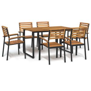 vidaXL Ensemble à manger de jardin 7 pcs bois d'acacia solide et métal