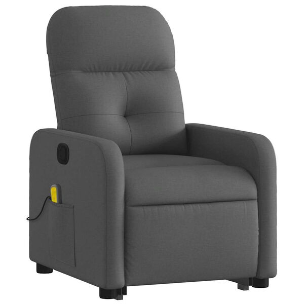 vidaXL Fauteuil inclinable de massage gris fonc&eacute; tissu