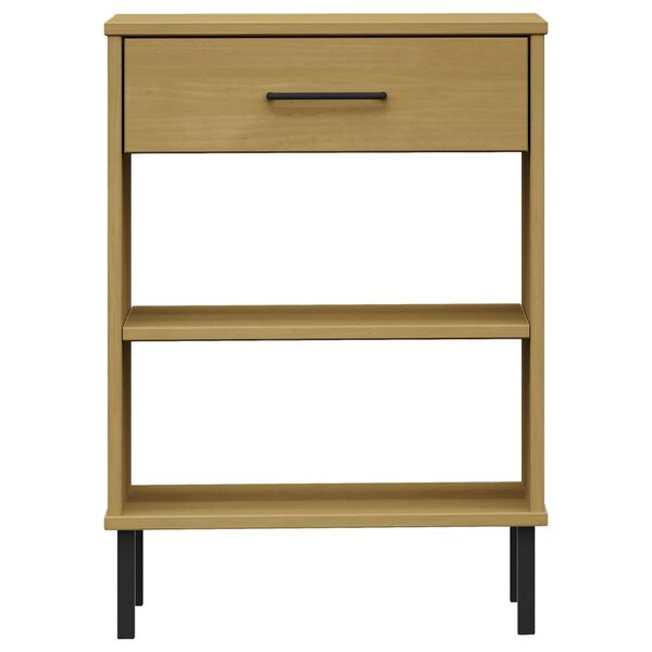 vidaXL Armoire console avec pieds en m&eacute;tal Marron Bois pin massif OSLO