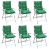 vidaXL Coussins de chaise &agrave; dossier bas lot de 6 vert tissu oxford
