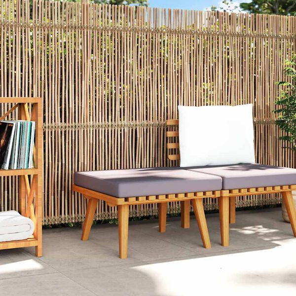vidaXL Repose-pied de jardin avec coussin 60x60x29 cm Bois d'acacia