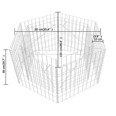 vidaXL Lit surélevé à gabion hexagonale 100 x 90 x 50 cm