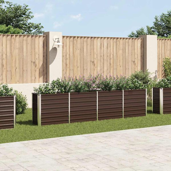 vidaXL Jardinière 320x40x77 cm Acier galvanisé Marron