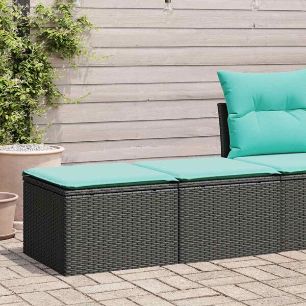 vidaXL Salon de jardin avec coussins 2 pcs noir r&eacute;sine tress&eacute;e acacia