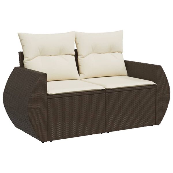 vidaXL Salon de jardin et coussins 11 pcs marron résine tressée