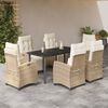 vidaXL Ensemble &agrave; manger de jardin et coussins 7 pcs beige poly rotin