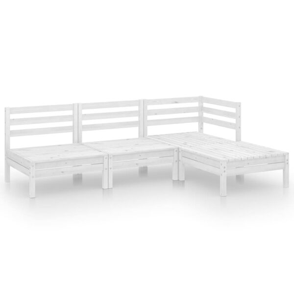 vidaXL Salon de jardin 4 pcs Bois de pin massif Blanc