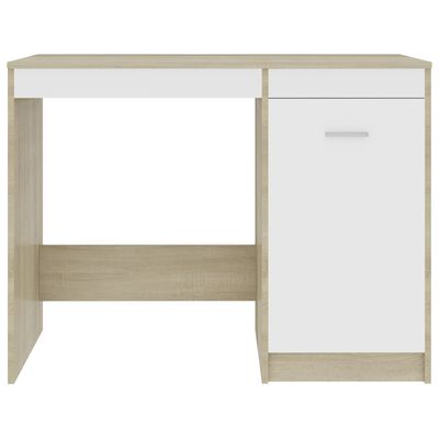 vidaXL Bureau Blanc et chêne sonoma 100x50x76 cm Aggloméré