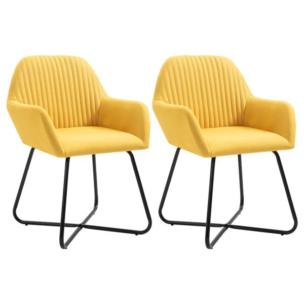 vidaXL Chaises &agrave; manger lot de 2 jaune tissu