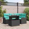 vidaXL Ensemble de canapé de jardin avec coussin 5 pcs Noir Poly rotin