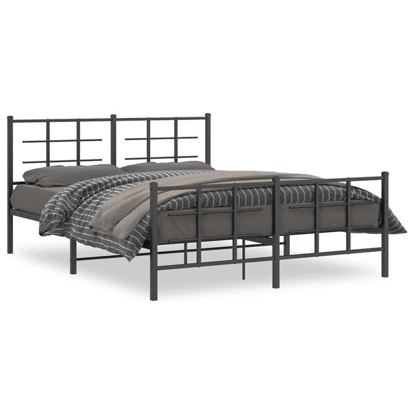 vidaXL Cadre de lit m&eacute;tal sans matelas avec pied de lit noir 150x200cm