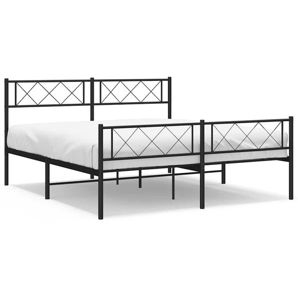 vidaXL Cadre de lit métal sans matelas avec pied de lit noir 150x200cm