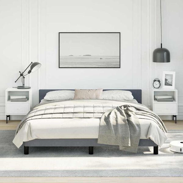 vidaXL Cadre de lit sans matelas gris foncé queen velours