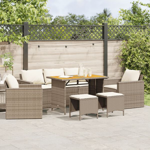 vidaXL Salon de jardin avec coussins 6 pcs beige r&eacute;sine tress&eacute;e