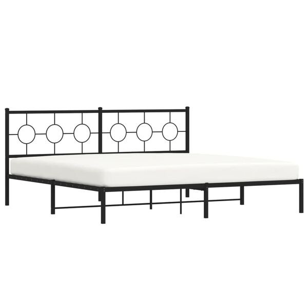 vidaXL Cadre de lit m&eacute;tal sans matelas avec t&ecirc;te de lit noir 193x203cm