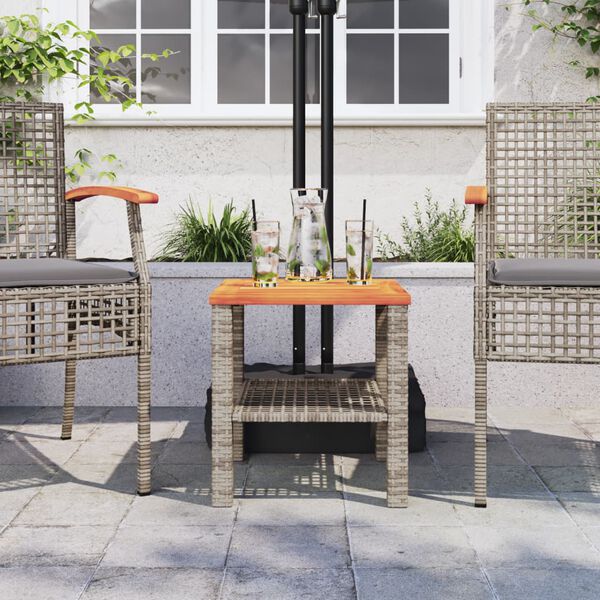 vidaXL Table de jardin gris 40x40x42 cm r&eacute;sine tress&eacute;e et bois acacia