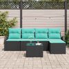 vidaXL Ensemble de Canap&eacute;s 6 pcs Noir et turquoise polyrotin