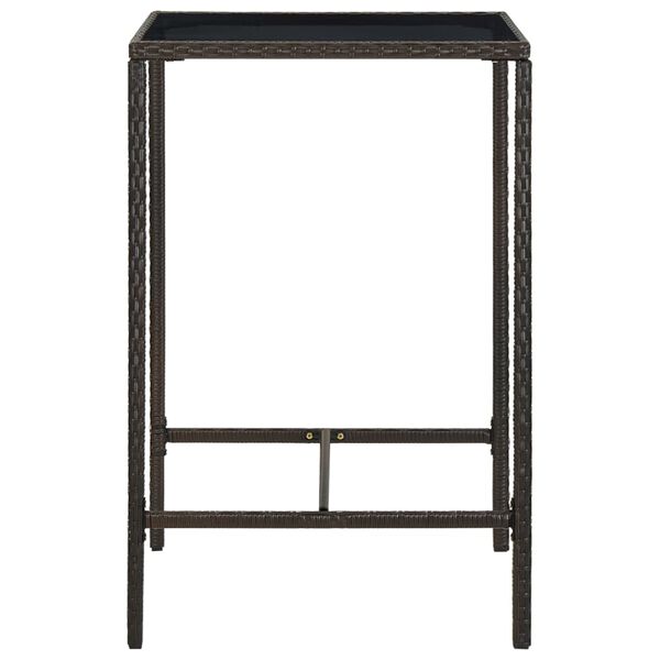 vidaXL Table de bar de jardin Marron 70x70x110 cm R&eacute;sine tress&eacute;e verre