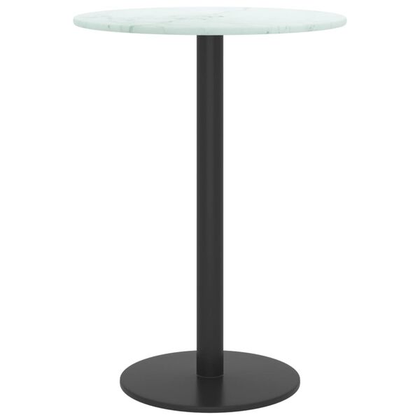 vidaXL Dessus de table blanc &Oslash;30x0,8cm verre tremp&eacute; avec design marbre