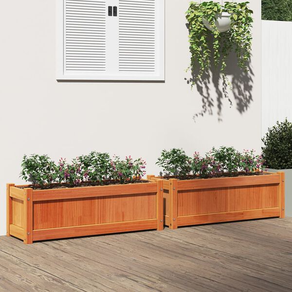 vidaXL Jardini&egrave;res 2 pcs cire marron bois de pin massif