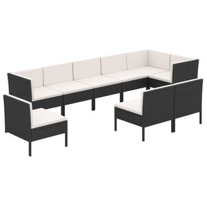 vidaXL Salon de jardin 9 pcs avec coussins R&eacute;sine tress&eacute;e Noir