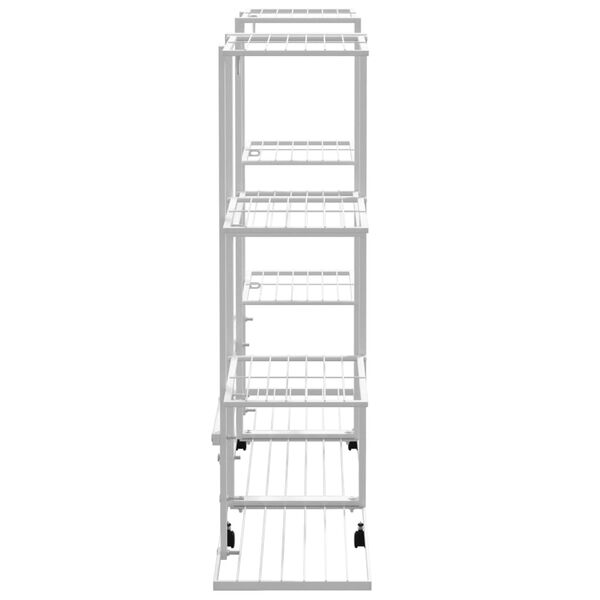 vidaXL Jardini&egrave;re avec roues 94,5x24,5x91,5 cm Blanc Fer