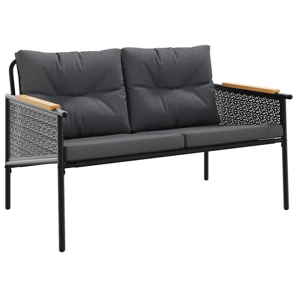 vidaXL Ensemble de meubles de balcon avec coussins 5 pcs noir acier