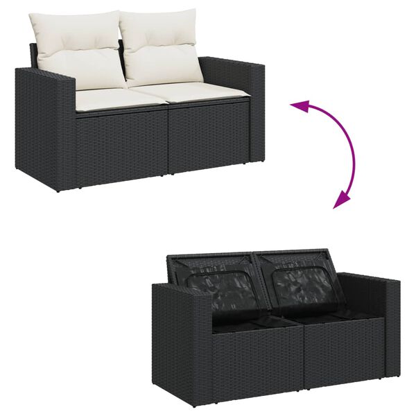 vidaXL Salon de jardin avec coussins 13 pcs noir r&eacute;sine tress&eacute;e
