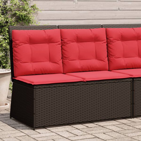 vidaXL Banc inclinable de jardin avec coussins marron résine tressée