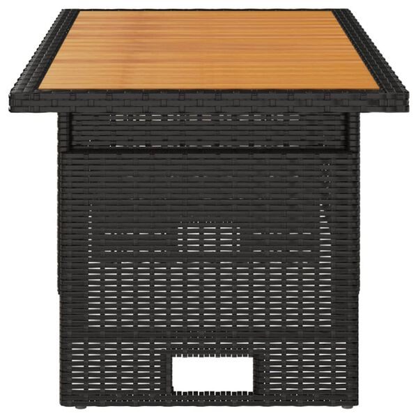 vidaXL Table de jardin noir 100x50x43/63 cm acacia et r&eacute;sine tress&eacute;e