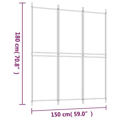 vidaXL Cloison de séparation 3 panneaux Blanc 150x180 cm Tissu