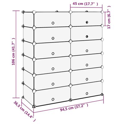 vidaXL Étagère à chaussures Noir 94,5x36,5x106 cm PP