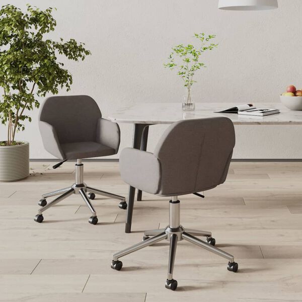 vidaXL Chaises pivotantes &agrave; manger lot de 2 Gris fonc&eacute; Tissu