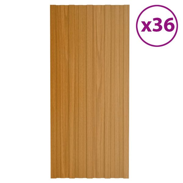 vidaXL Panneaux de toiture 36 pcs acier galvanis&eacute; naturel 100x45 cm