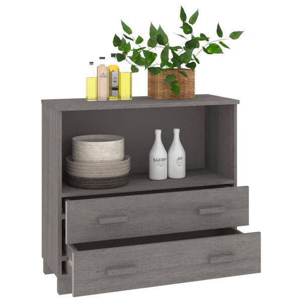 vidaXL Buffet HAMAR Gris clair 85x35x80 cm Bois massif de pin
