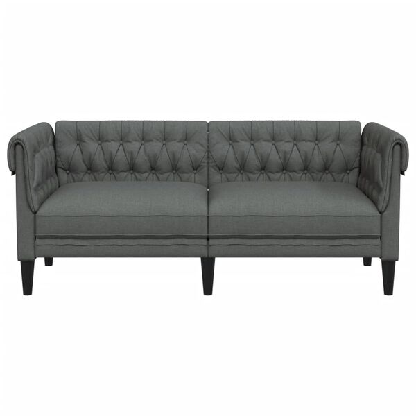 vidaXL Canapé Chesterfield 2 places gris foncé tissu