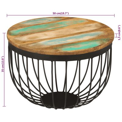 vidaXL Table basse Ø50x35 cm bois de récupération massif et acier