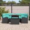 vidaXL Ensemble de canap&eacute; de jardin avec coussin 7 pcs Noir et bleu