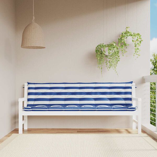 vidaXL Coussins de banc de jardin lot de 2 rayures bleues et blanches
