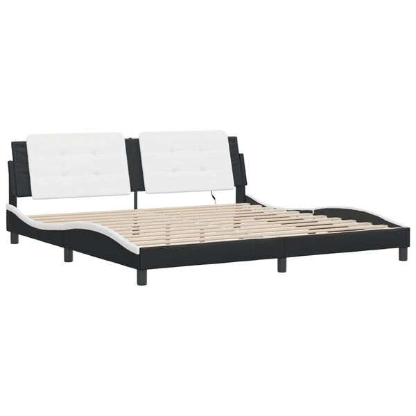 vidaXL Cadre de lit avec LED sans matelas Zadar noir blanc 193x203 cm