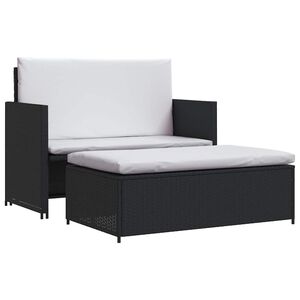 vidaXL Salon de jardin 2 pcs avec coussins R&eacute;sine tress&eacute;e Noir