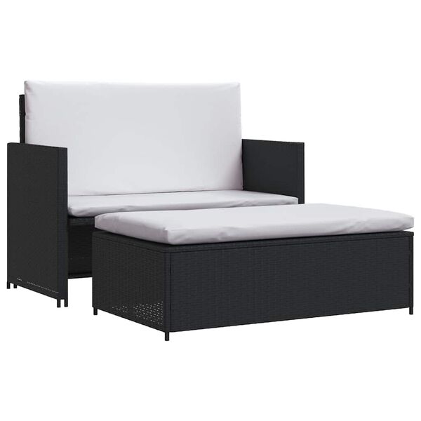 vidaXL Salon de jardin 2 pcs avec coussins R&eacute;sine tress&eacute;e Noir