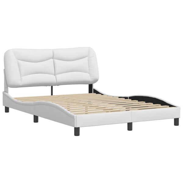 vidaXL Cadre de lit sans matelas Hvar blanc 137x190 cm similicuir
