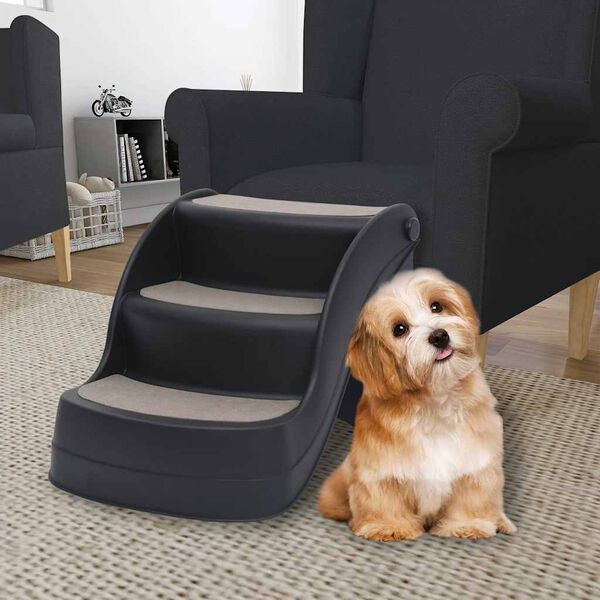 vidaXL Escalier pliable à 3 marches pour chiens Noir