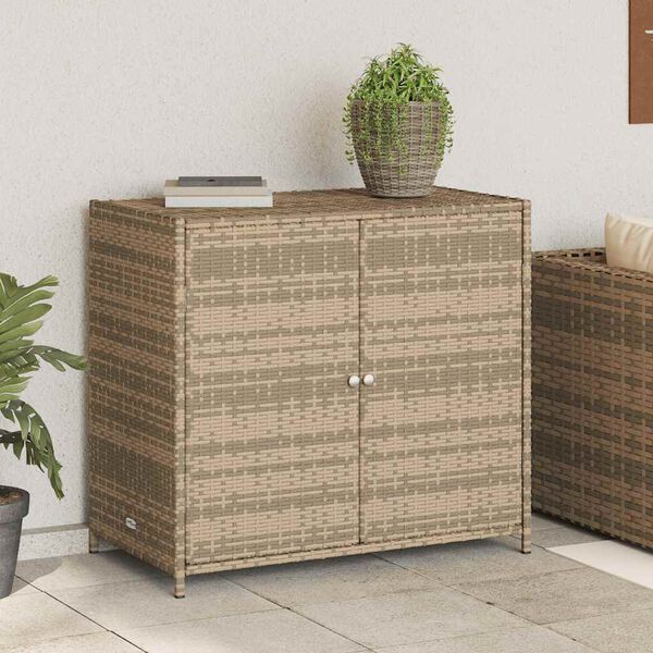vidaXL Armoire de rangement de jardin beige 83x45x76 cm r&eacute;sine tress&eacute;e