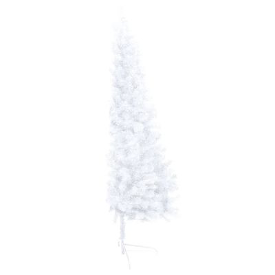 vidaXL Demi-arbre de Noël artificiel pré-éclairé et boules blanc 210cm