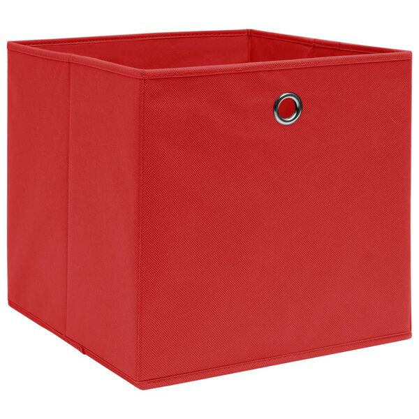vidaXL Bo&icirc;tes de rangement 4 pcs Rouge 32x32x32 cm Tissu