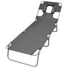 vidaXL Chaise longue pliable et coussin de t&ecirc;te Dossier r&eacute;glable Gris
