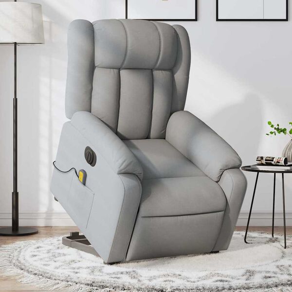 vidaXL Fauteuil inclinable de massage &eacute;lectrique gris clair tissu